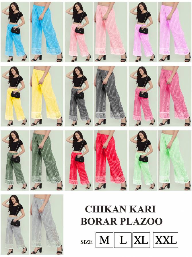 Womens Chikan Kari Borar Fancy Casual Wear Wholesale Palazzo Collection